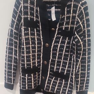 Black and White Checkered Cardigan